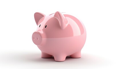 Obraz premium Pink piggy bank isolated on white background. Preserving and saving money concept