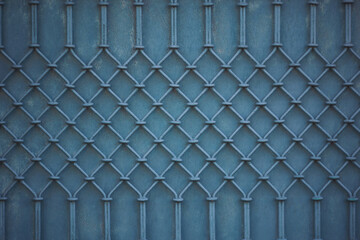 Grid iron grates, Grid pattern, steel wire mesh fence wall background. Green wire fence. Old and...