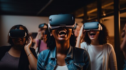 A group of Friends immersed in VR gaming, Reflecting the Modern Entertainment Preferences of Young People