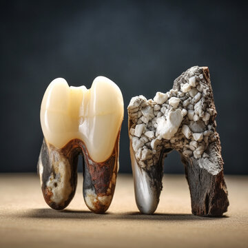 A tooth with carious stones is depicted for dentists created with Generative Ai