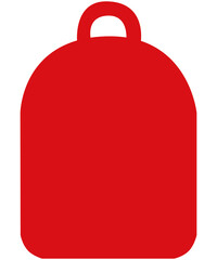 Icono rojo de mochila en fondo transparente