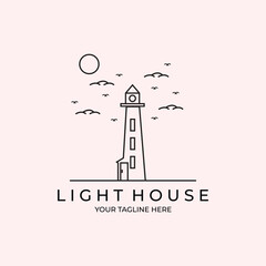 light house icon minimalist line art building design logo illustration