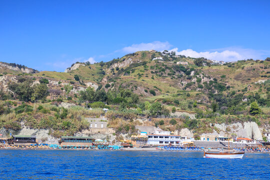 Ischia Island in Italy: panoramic view of Maronti beach.	