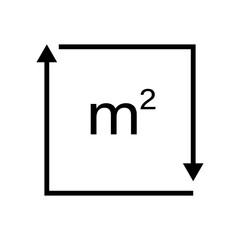 M2 Square meter icon with arrows