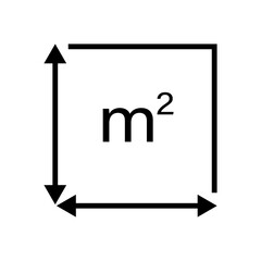 M2 Square meter icon with arrows