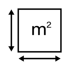 M2 Square meter icon with arrows