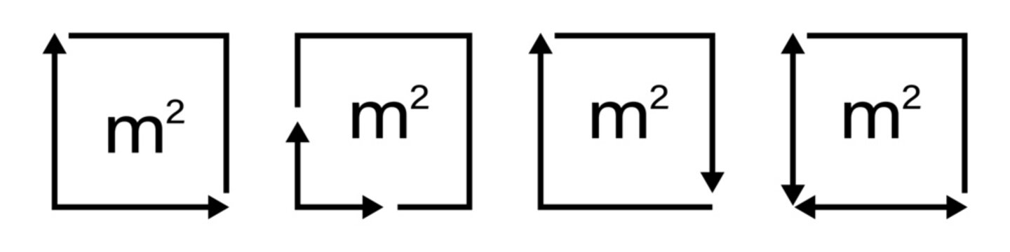 M2 Square meter icon with arrows