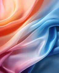 Fototapeta na wymiar Background of flowing shiny colorful satin or silk, fashionable bright background of smooth silky fabric