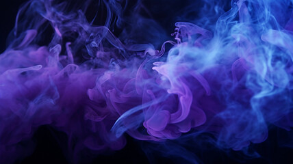 Obraz premium Black scene with purple smoke in the background. Purple mist on the ground. Fog backdrop.
