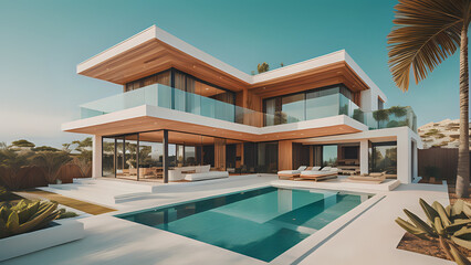 Fototapeta premium moderen Villa am Strand