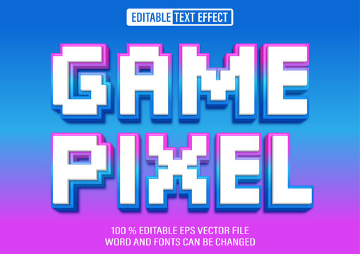 Game Pixel Arcade editable text effect 3d style template
