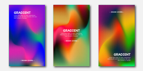Fototapeta premium Colorful gradient background template copy space set. Colour gradation backdrop for poster, banner, flyer, brochure, leaflet, pamphlet, or cover.