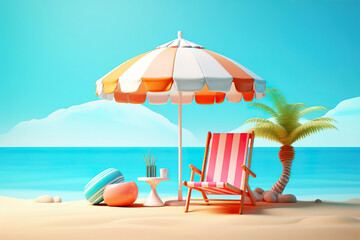 Fototapeta na wymiar Sunbathing on the beach. Generative Ai