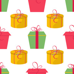 Seamless background with gifts. Christmas, New Year, Valentine's Day. Vector template for design