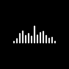 white audio sound wave on black background