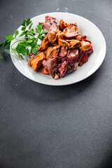 chicken liver confit chicken meat offal cooking appetizer eating meal food snack on the table copy space food background rustic top view
