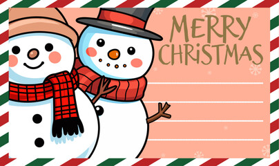 Merry Christmas and Happy New Year Greeting Card: Winter Season Vector with a Cute Snowman