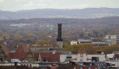 Panoramic view on the city center of Bielefeld, Germany