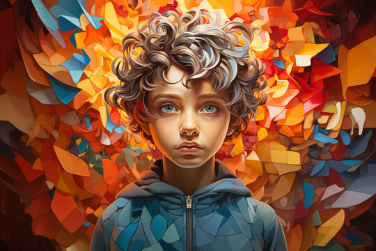 ADHD, attention deficit hyperactivity disorder, autism, mental health, head of a child with colorful jigsaw or puzzle pieces