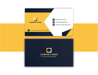 Blue and yellow combination modern creative business card and Company card, horizontal simple clean template vector design, layout in rectangle standard size., Modern and simple business card.