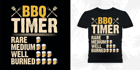 Beer Funny Barbecue Lover Retro Vintage BBQ Smoking T-shirt Design