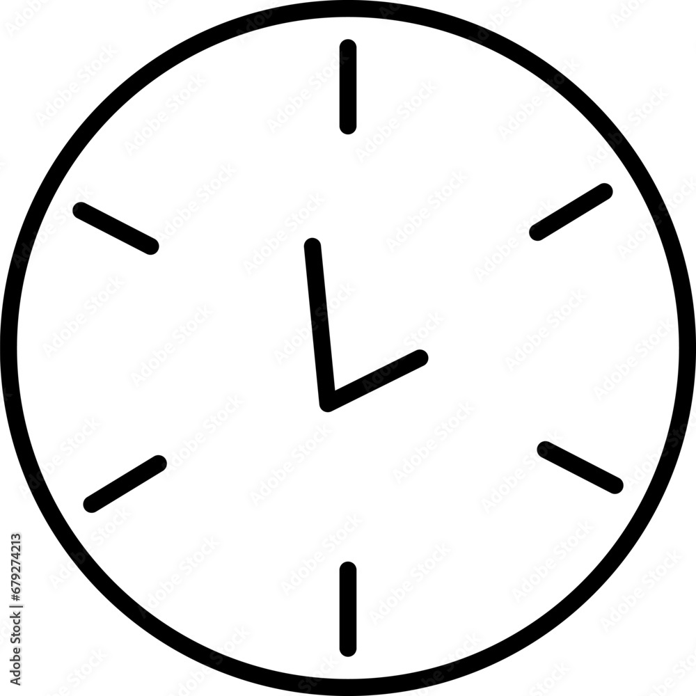 Poster clock simple outline symbol for web sites. suitable for books, stores, shops. editable stroke in min