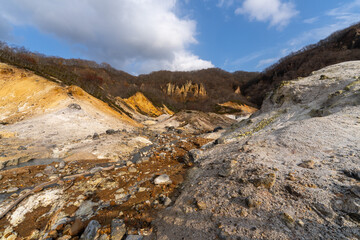 北海道　登別　地獄谷　火山　温泉　観光地　大湯沼