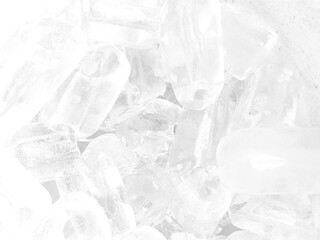 Obraz premium White Transparent crystals on White background. Fresh cool ice cube background