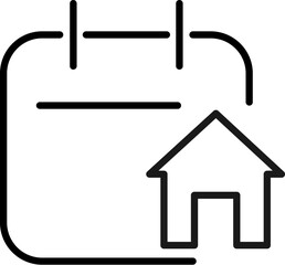 House By Calendar Vector Symbol for Stores and Shops. Suitable for books, stores, shops. Editable stroke in minimalistic outline style. Symbol for design