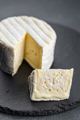 cheese soft creamy white mold strong taste eating cooking appetizer meal food snack on the table copy space food background rustic top view