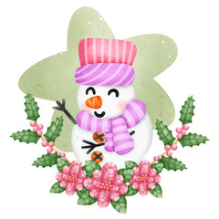 snowman with christmas tree