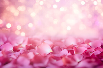 Romantic background with pink rose petals