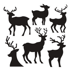 Obraz premium Silhouette Deer Minimalist Vector Set