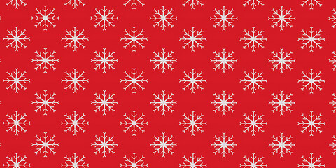 Naklejka na ściany i meble Cute snowflake on red background. Nice element for christmas banner, cards. New year ornament.