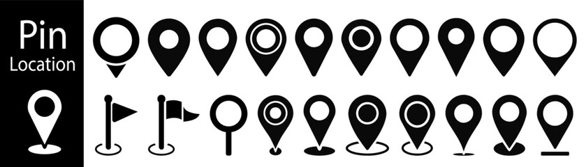 Set of map pin icons. Location marker collection. point map, point center map icon vector set  - obrazy, fototapety, plakaty