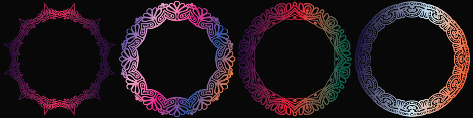 colorful mandala circle elements design set.