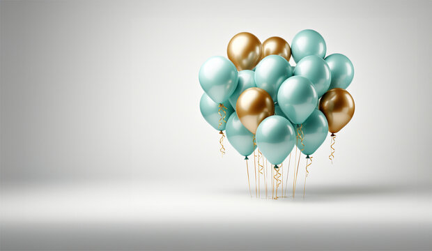 3d render of  blue and brown balloons