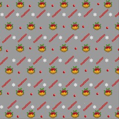 seamless pattern with Merry Christmas Christmas bells 