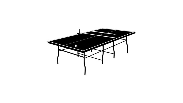 ping pong table, black isolated silhouette