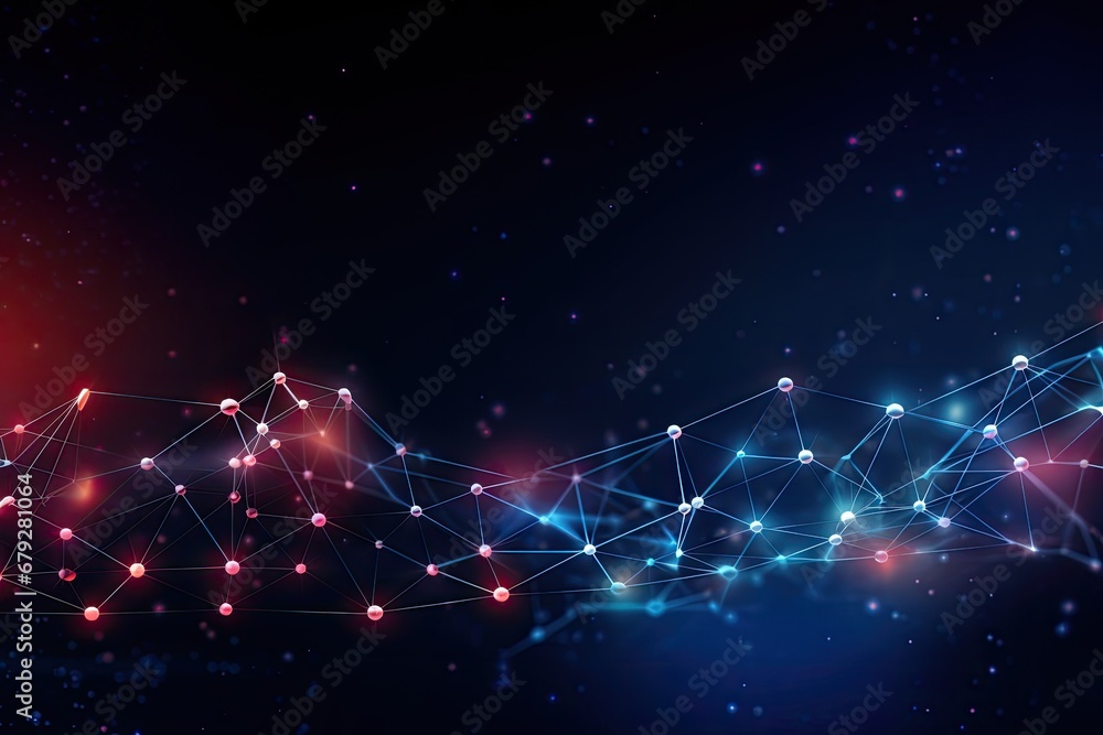 Poster abstract polygonal space low poly dark background with connecting dots and lines, science and techno
