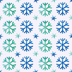 Seamless Christmas pattern with white snowflakes. Winter vector decoration.