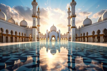 Sheikh Zayed Grand Mosque in Abu Dhabi, United Arab Emirates, Sheikh Zayed Grand Mosque in the Abu Dhabi, AI Generated - obrazy, fototapety, plakaty