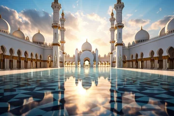 Tuinposter Sheikh Zayed Grand Mosque in Abu Dhabi, United Arab Emirates, Sheikh Zayed Grand Mosque in the Abu Dhabi, AI Generated © Iftikhar alam