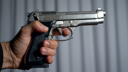 keeping a gun revolver pistol  at home in an apartment to defend the family from thieves and...