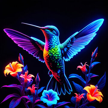 Illustration colibri lumineux 
