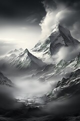 Obraz premium Mountain Abstract background, monochrome, Soothing mountain landscape in neutral tones. Landscape for office, home