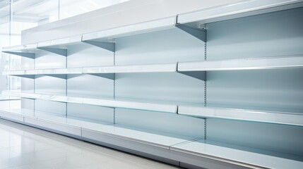 Obraz premium Versatile empty store shelf for personalized product placements & mockups in advertising or design.