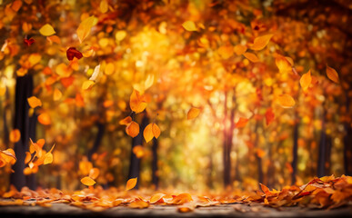Naklejka na ściany i meble Autumnal scene background AI image