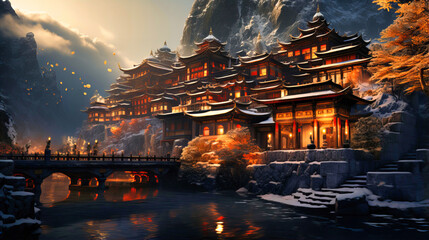 Obraz premium Mountain monasteries serving as data centers