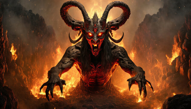 Face of a devil in hell